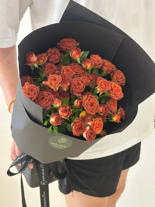 暖阳心意 · Amber Orange Rose Bouquet