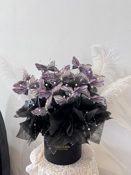 Noir Butterfly Fortune Box · 暗夜蝶影现金花盒