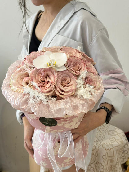 Vintage Blush Bloom Box · 复古裸粉玫瑰花盒