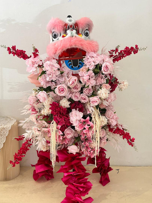 Pink Lion Prosperity Stand｜粉狮开运开业花篮