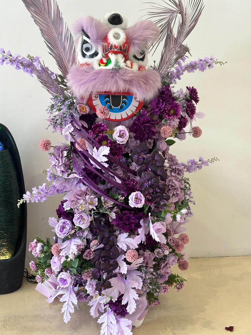 Amethyst Lion Prosperity Stand｜紫狮鸿运开业花篮