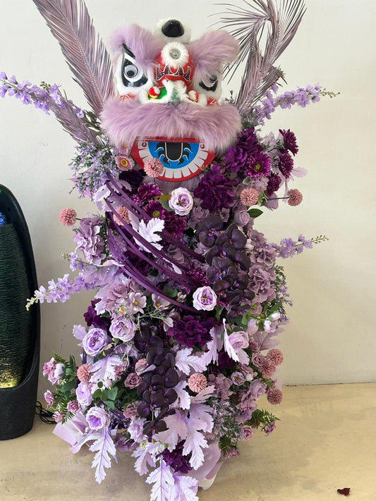 Amethyst Lion Prosperity Stand｜紫狮鸿运开业花篮