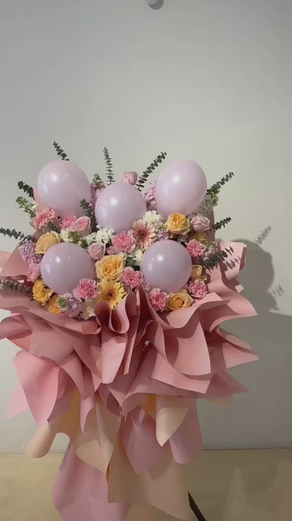 Pastel Bloom Balloon Stand · 梦幻粉调气球花架